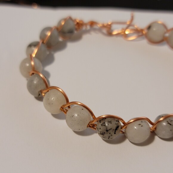 Copper Labradorite Wire Wrapped Bracelet - Picture 3 of 6